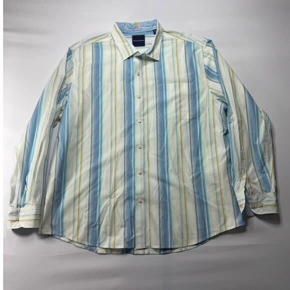 Tommy Bahama Men's Long Sleeve Blue Striped Button Up Shirt - Size 2XL - Picture 1 of 4